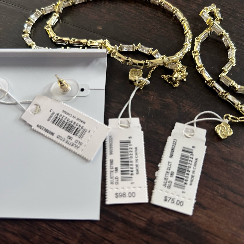 KENDRA SCOTT Juliette SET Stud Earrings Necklace Bracelet Gold bridal prom gift - Picture 4 of 4